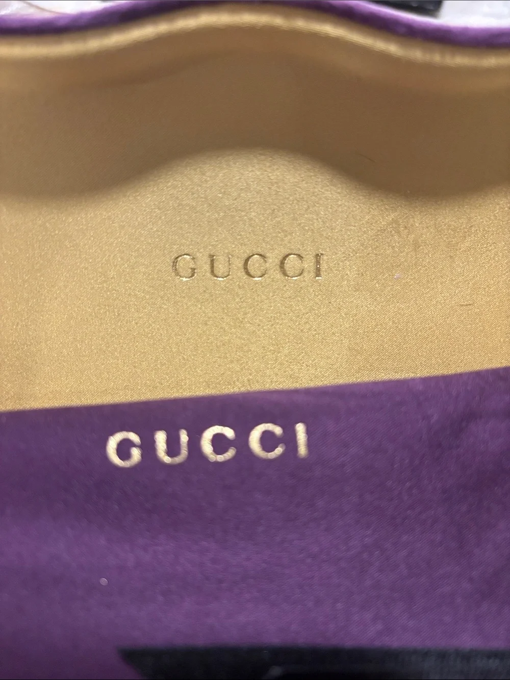 Gucci Purple Velvet Case with Gold Interior and Pouch